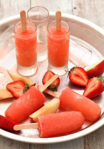 Strawberry Peach Vodka Popsicles