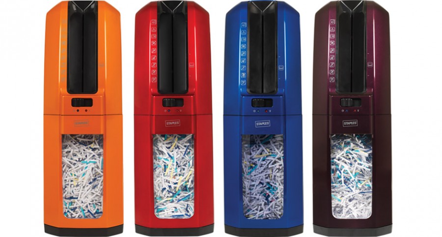 Staples space saver shredder