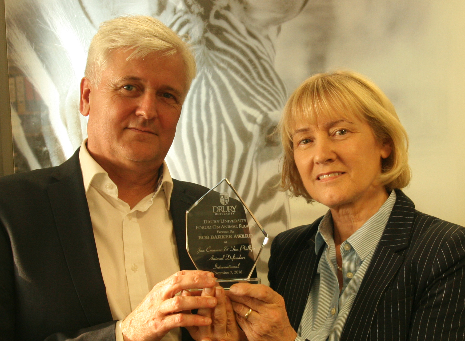 Animal Defenders International founders Jan Creamer and Tim Phillips for 'Extraordinary Achievement for Animal Rights'   