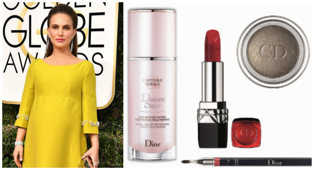 Natalie Portman, Pati Dubroff, makeup, dior, golden globes
