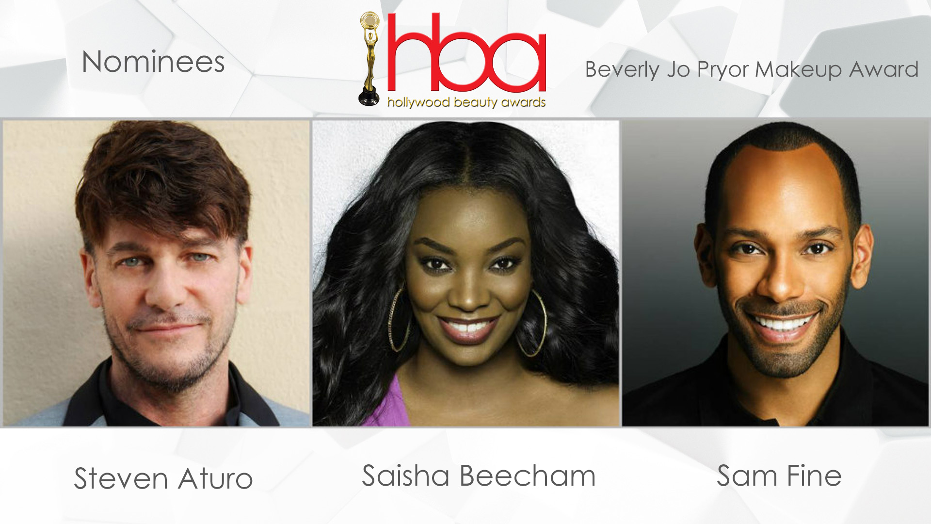 2017 Hollywood Beauty Awards nominees, saisha beecham, sam fine, steven aturo