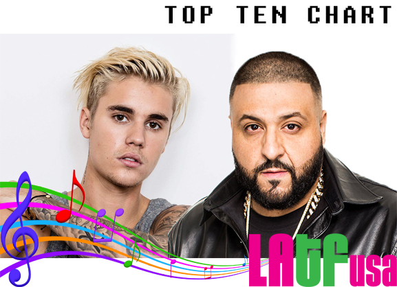 top ten chart, dj khaled, justin bieber