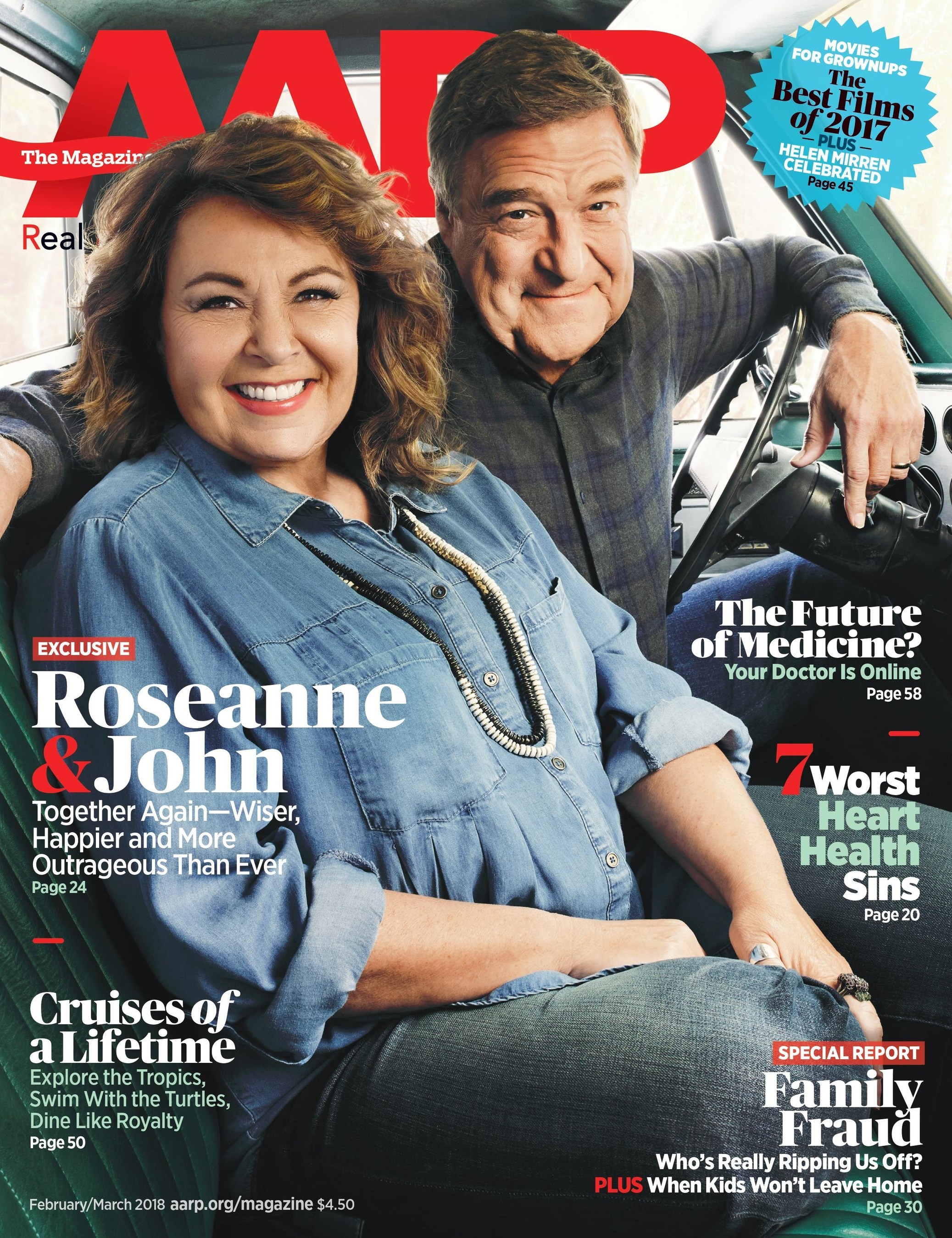 AARP magazine interview, roseanne barr and john goodman