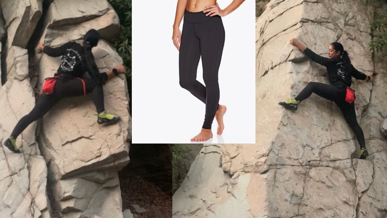 gaiam, rock climbing, yoga pants, leggings