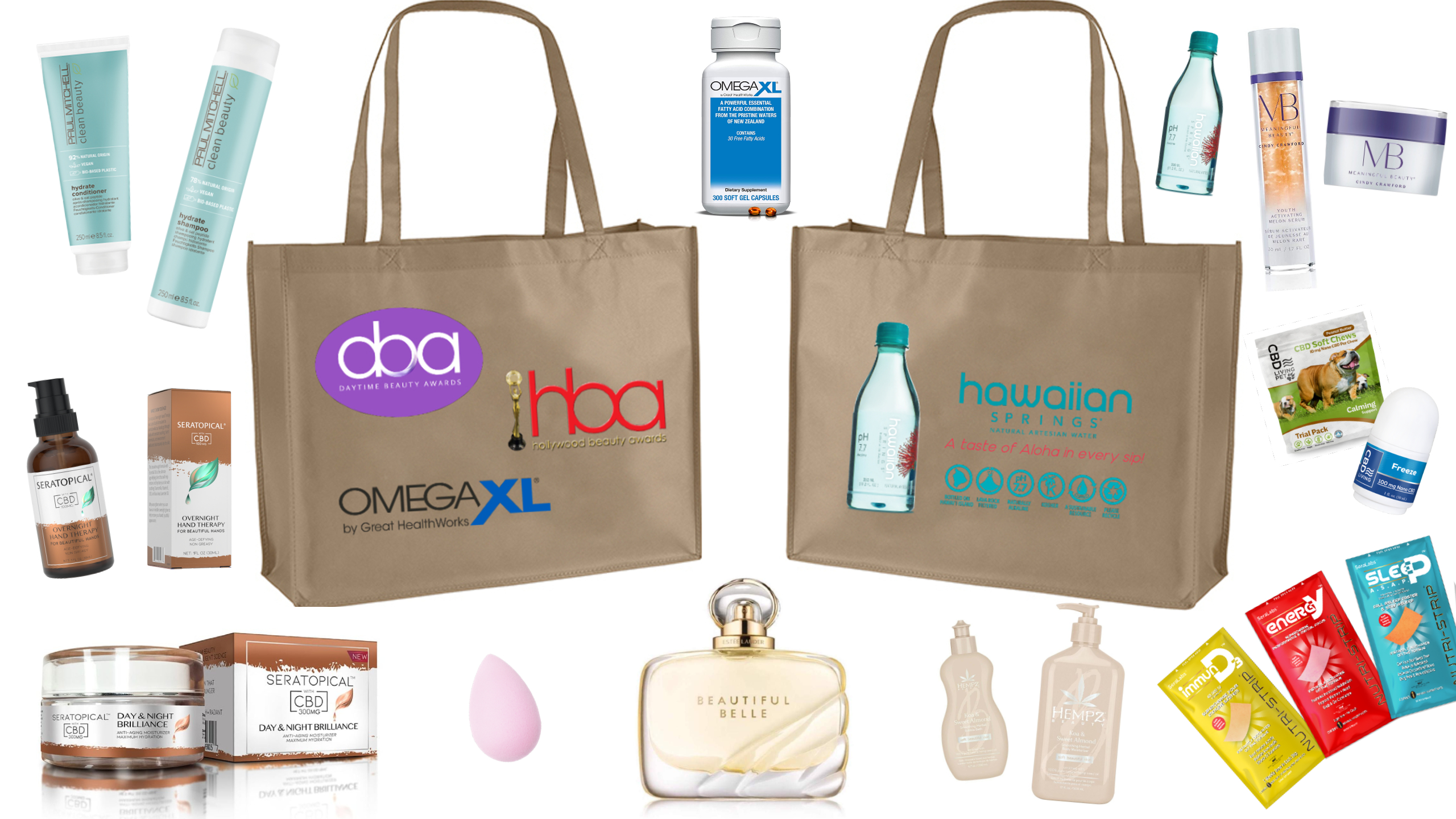 2021 daytime beauty awards gift bag, omega xl, hawaiian springs