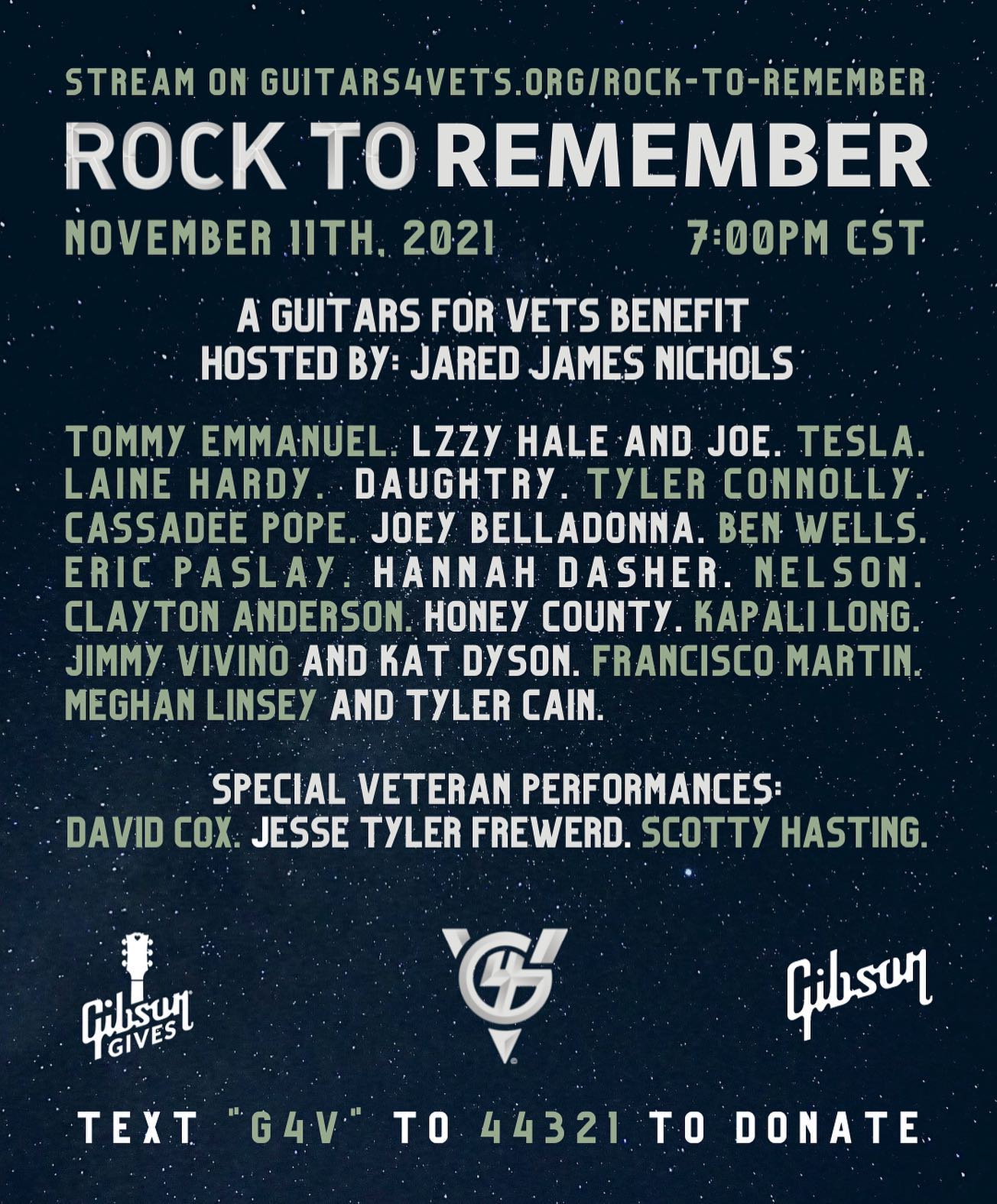 rock to remember, guitars for vets, gibson