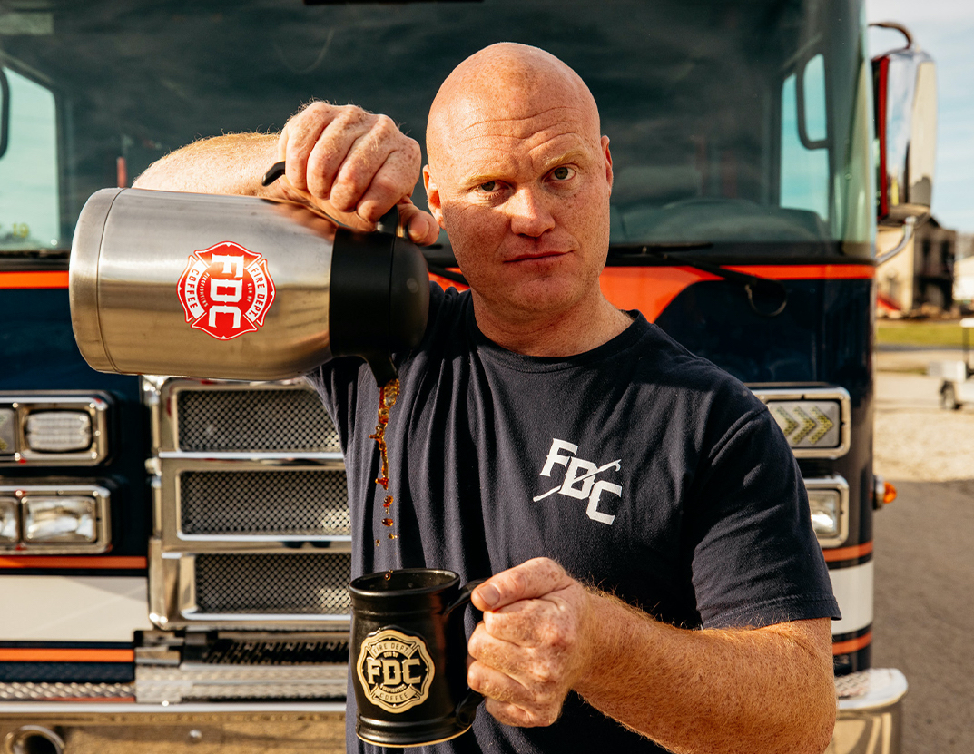 CEO Luke Schneider, fire dept. coffee