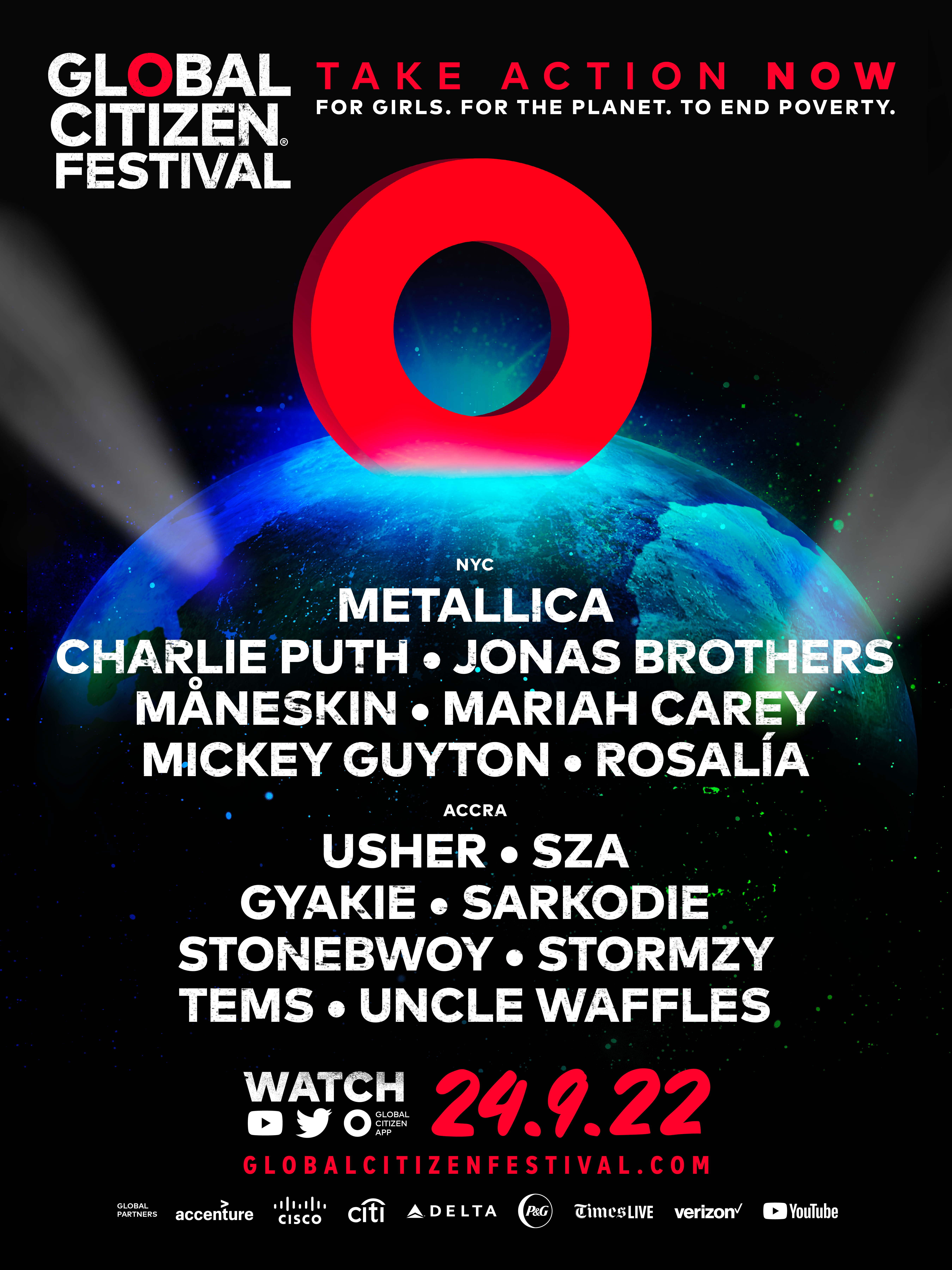 global citizen festival, 2022, usher, charlie puth