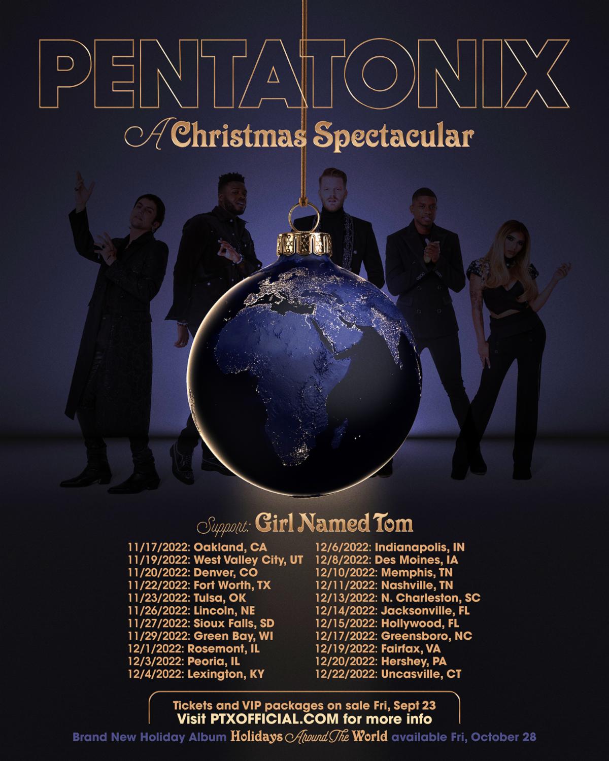 pentatonix tour dates 2023, 2022, christmas spectacular