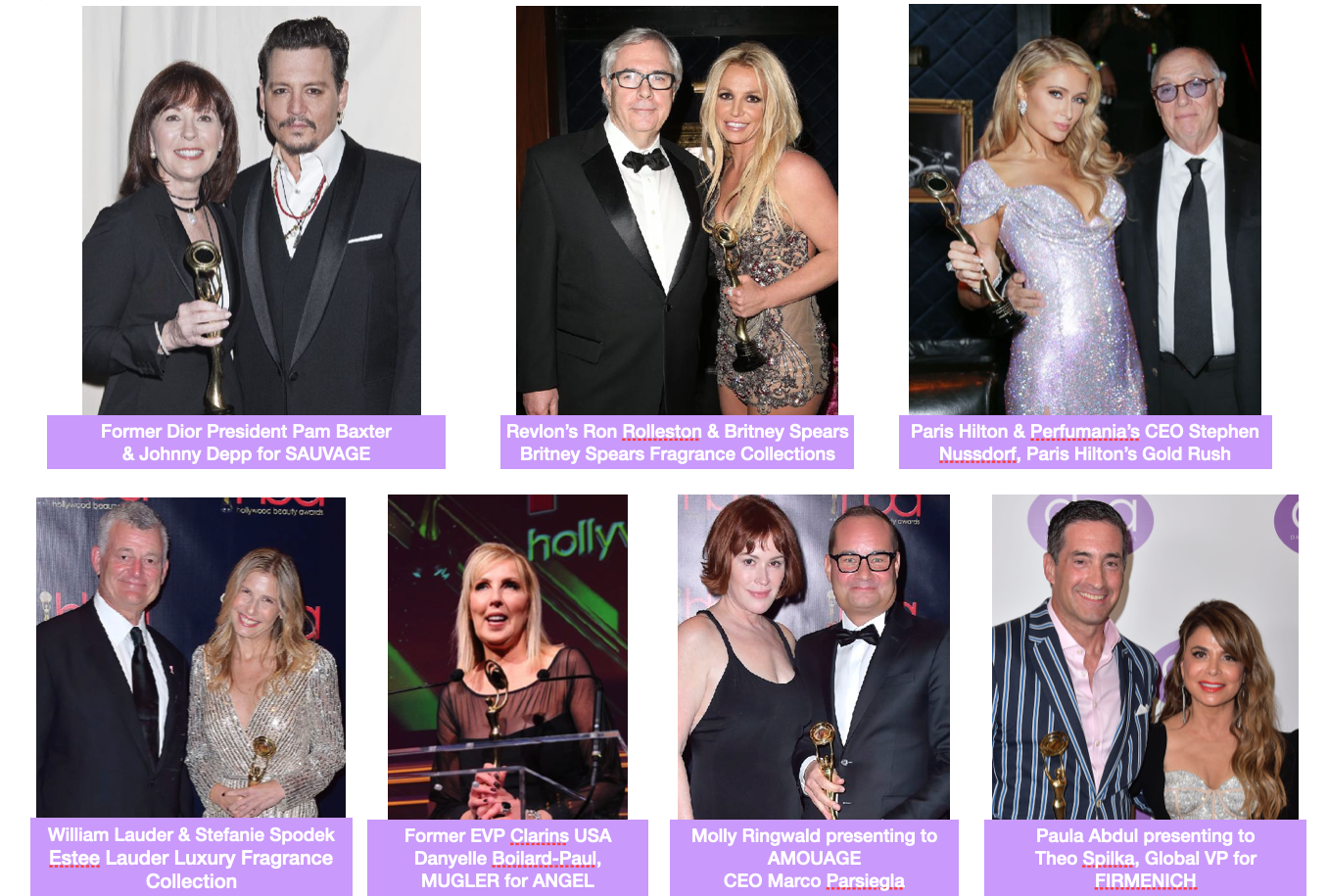 fragrance of the year, johnny depp, britney spears, paris hilton, paula abdul, estee lauder