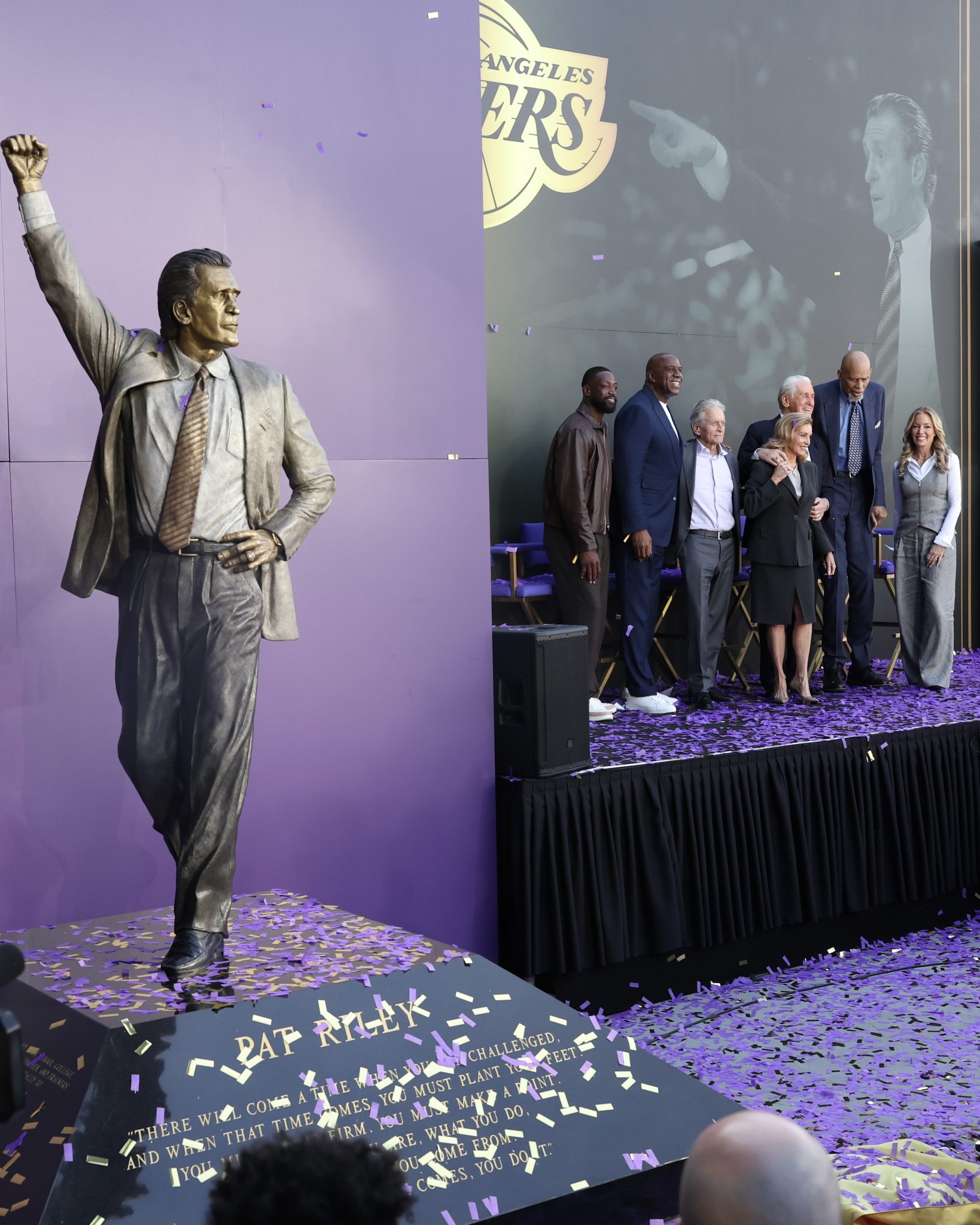 Los Angeles Lakers Unveil Pat Riley Statue Outside Crypto.com Arena ...