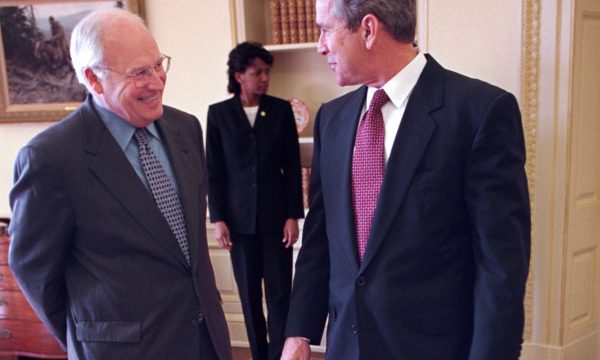 PRESIDENT BUSH MEETS WITH PRESIDENT KIM DAE-JUNG OF SOUTH KOREA IN THE OVAL OFFICE. THE WHITE HOUSE PRESS POOL COVERS THE MEETING. THE PRESIDENT TALKS WITH SEC. COLIN POWELL, CONDOLEEZZA RICE AND VP CHENEY PRIOR TO THE MEETING. PRESIDENT BUSH AND PRESIDENT KIM  STAND ON THE COLONNADE, PRESIDENT KIM WAVES (RELEASE P947-11). THEY WALK ALONG THE COLONNADE TO THE WEST GARDEN ROOM,  EN ROUTE THE STATE DINING ROOM. LUNCH IS SERVED IN THE OLD FAMILY DINING ROOM. U.S. PARTICIPANTS INCLUDE: VP CHENEY, SEC. POWELL, SEC. DONALD RUMSFELD, SEC. PAUL O'NEILL CONDOLEEZZA RICE, ANDY CARD AND OTHERS.
Location: WHITE HOUSE