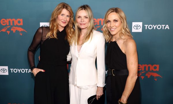 LOS ANGELES, CALIFORNIA - JANUARY 27: (L-R) Laura Dern, Michelle Pfeiffer and Sheryl Crow attend The 33rd Annual EMA Awards Gala honoring Laura Dern, sponsored by Toyota, at Sunset Las Palmas Studios on January 27, 2024 in Los Angeles, California. (Photo by Jesse Grant/Getty Images  for The Environmental Media Association)