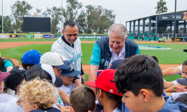 Port of Long Beach CEO Dr. Noel Hacegaba and Long Beach Harbor Commission President Frank Colonna led campers in a cheer at the Long Beach Coast Kids Clinic on May 9, 2026.