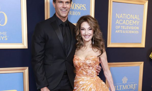 Cameron Mathison and Susan Lucci at The 50th Annual Daytime Emmy® Awards, airing LIVE Friday, Dec. 15 (9:00-11:00 PM, ET/delayed PT) on the CBS Television Network, and streaming on Paramount+ (live and on demand for Paramount+ with SHOWTIME subscribers, or on demand for Paramount+ Essential subscribers the day after the special airs). Photo: Sonja Flemming/CBS ©2023 CBS Broadcasting, Inc. All Rights Reserved.