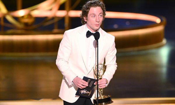 Jeremy Allen White accepts the Emmy Award for outstanding lead actor in a comedy series for "The Bear" at the 75th Emmy Awards on Monday, Jan. 15, 2024 at the Peacock Theater in Los Angeles. (Photo by Phil McCarten/Invision for the Television Academy/AP Images)