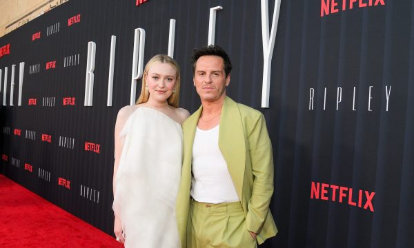 LOS ANGELES, CALIFORNIA - APRIL 03: (L-R) Dakota Fanning and  Andrew Scott attend the world premiere of Netflix's "Ripley" at The Egyptian Theatre Hollywood on April 03, 2024 in Los Angeles, California.  (Photo by Charley Gallay/Getty Images for Netflix)