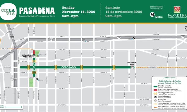 CicLAvia-Pasadena_route map w slow streets