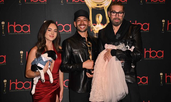 Ava Allan, Bradley Kenneth and Chaz Dean with HWAC pups Hulu and Prime taken by Shannon Watts