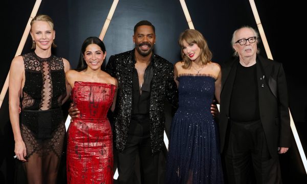 academy gala, L to R: Charlize Theron, Amy Homma, Colman Domingo, Taylor Swift, and John Carpenter Photos by Stefanie Keenan/Getty Images for Academy Museum of Motion Pictures
