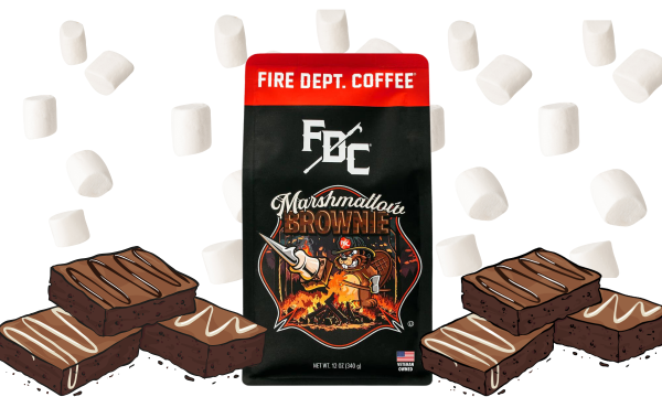 fire dept coffee, marshmallow brownie