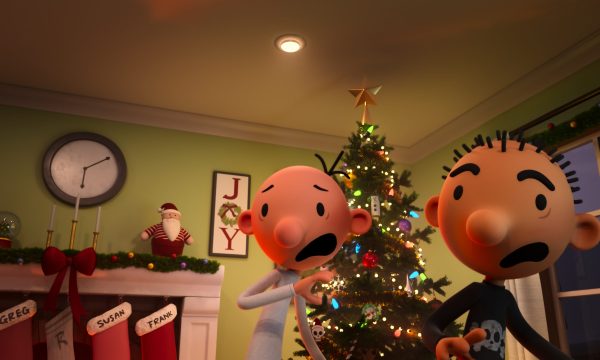 (L-R): Greg (voiced by Wesley Kimmel) and Rodrick (voiced by Hunter Dillon) in Disney’s Diary of a Wimpy Kid Christmas: Cabin Fever, exclusively on Disney+. © 2023 20th Century Studios. All Rights Reserved.