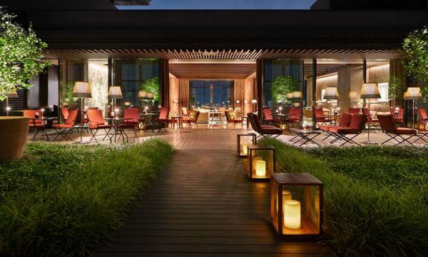 The Bvlgari Bar at Bvlgari Hotel Tokyo, a 45th-floor Mediterranean garden in the sky.